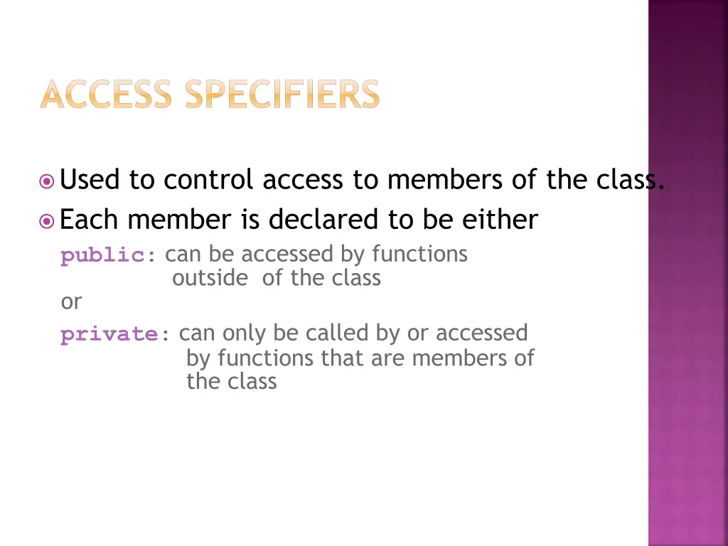 access specifiers