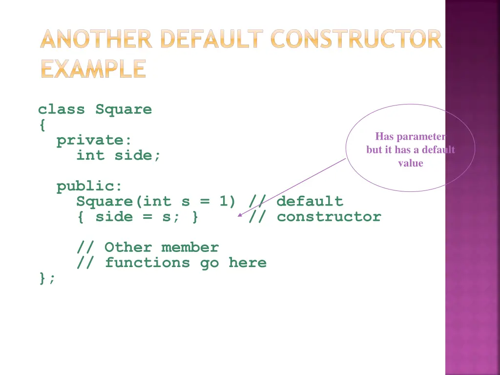 another default constructor example