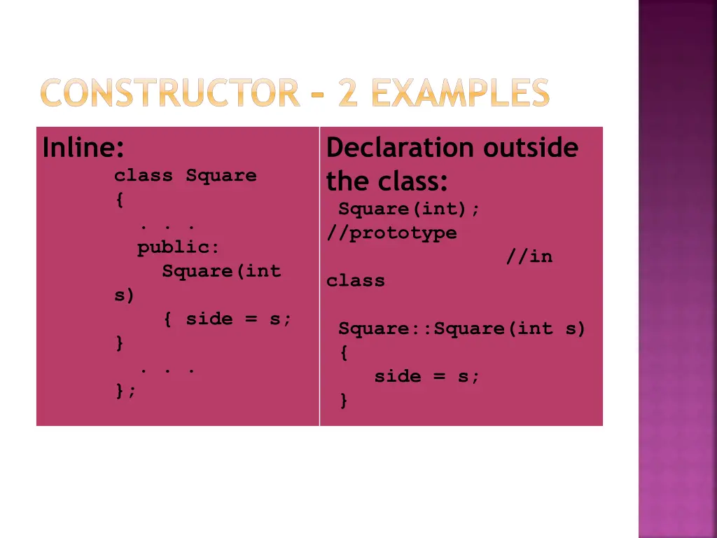 constructor 2 examples