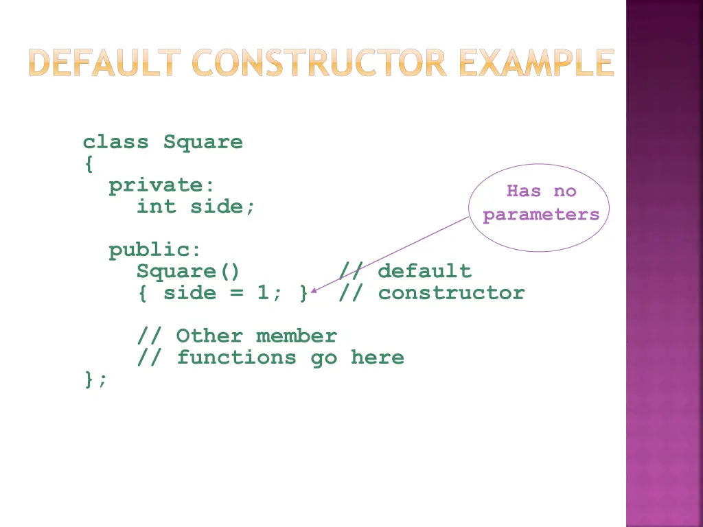 default constructor example