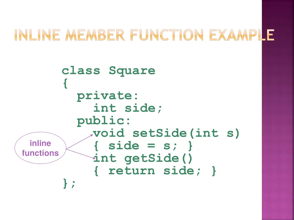 inline member function example