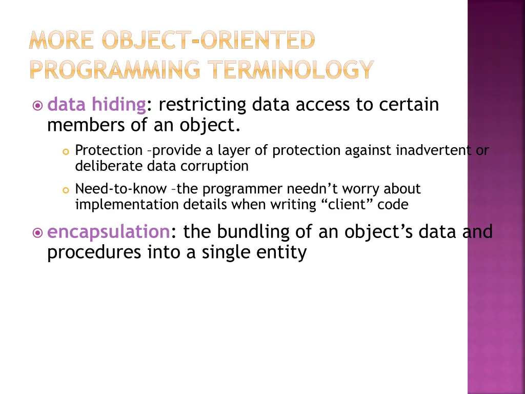 more object oriented programming terminology