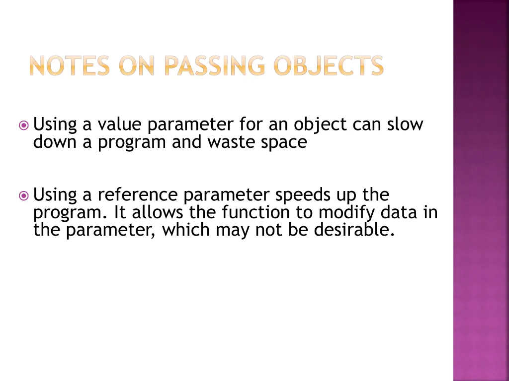 notes on passing objects