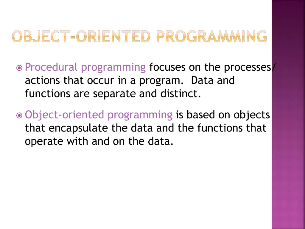 object oriented programming