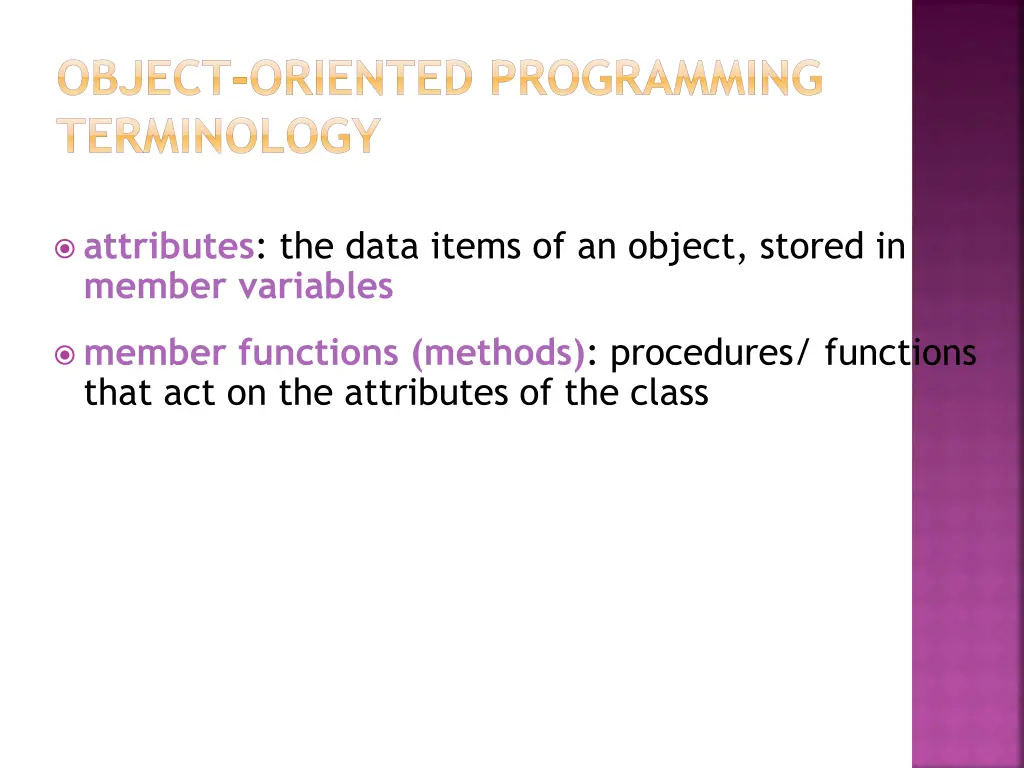 object oriented programming terminology