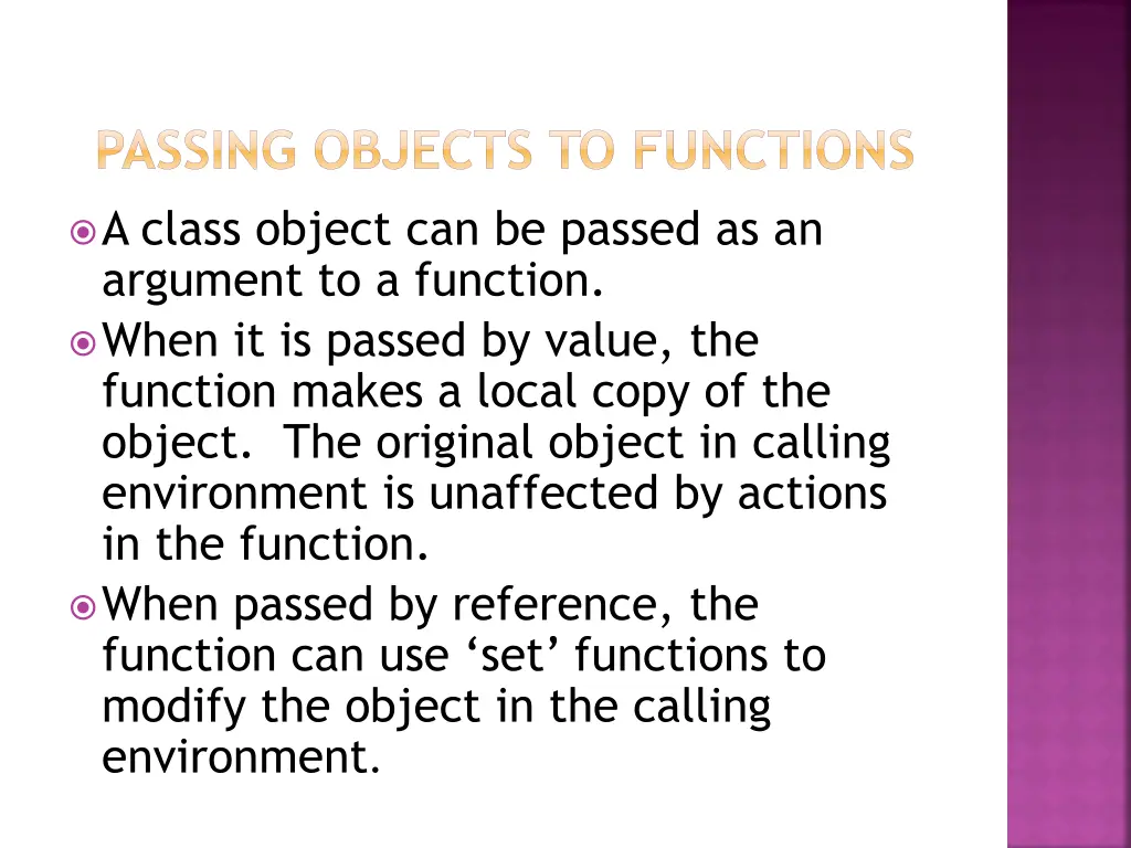 passing objects to functions