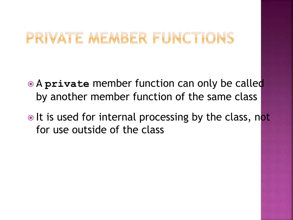 private member functions