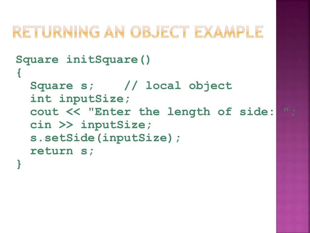 returning an object example