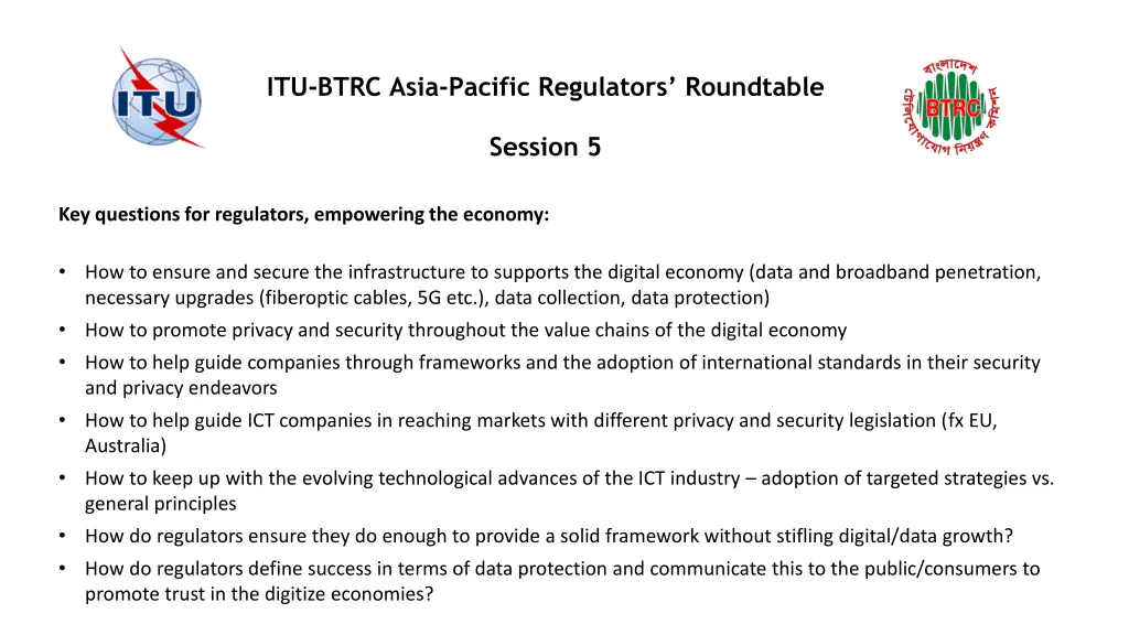 itu btrc asia pacific regulators roundtable 6