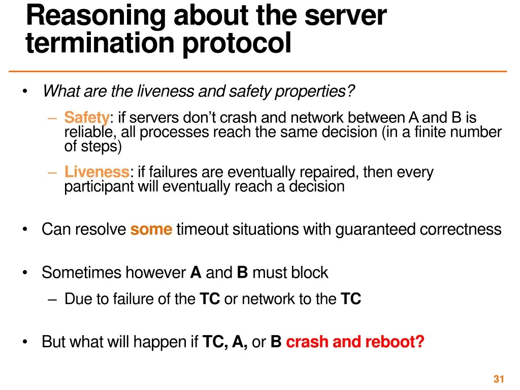 reasoning about the server termination protocol