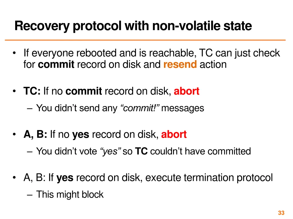 recovery protocol with non volatile state