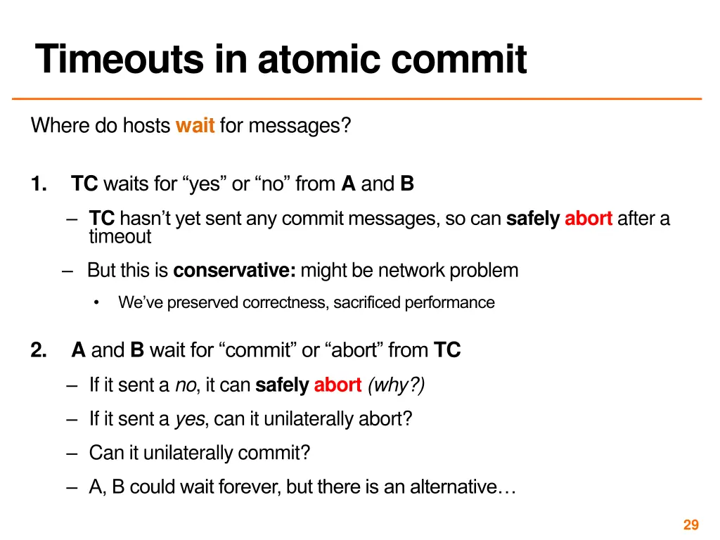 timeouts in atomic commit