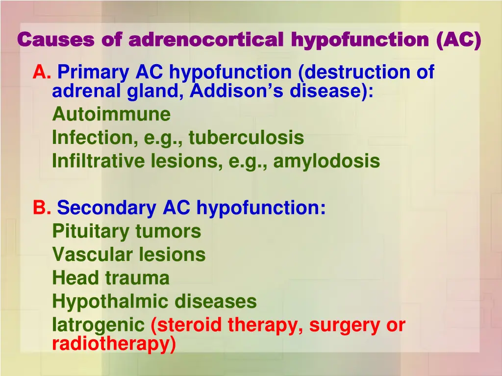 causes of causes of adrenocortical adrenocortical