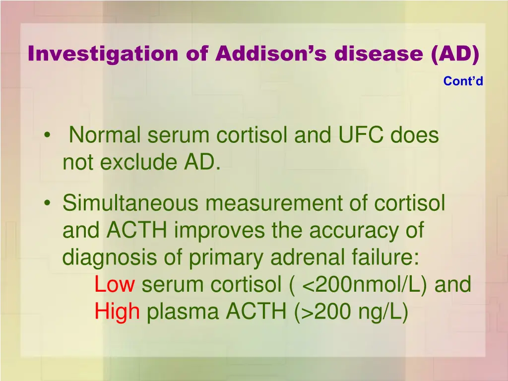 investigation of addison s disease ad 1