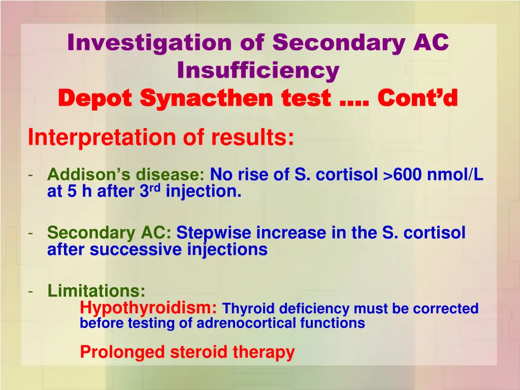 investigation of secondary ac insufficiency depot