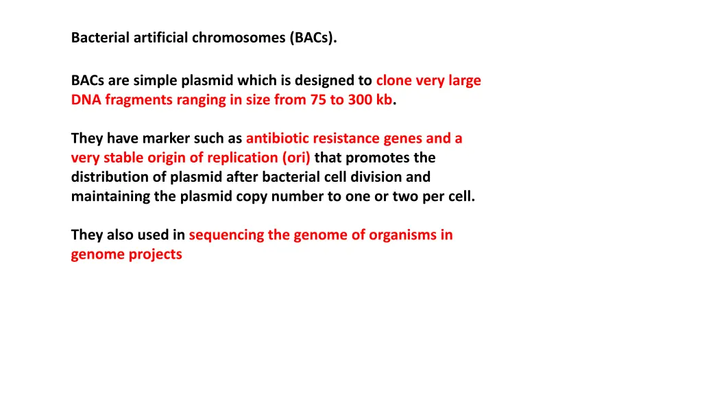 bacterial artificial chromosomes bacs