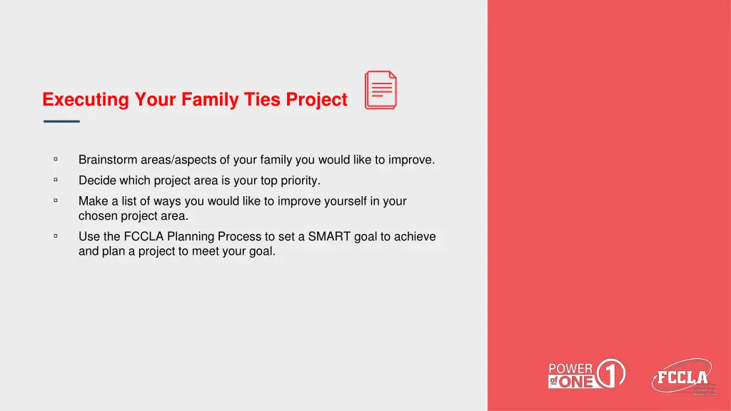 executing your family ties project