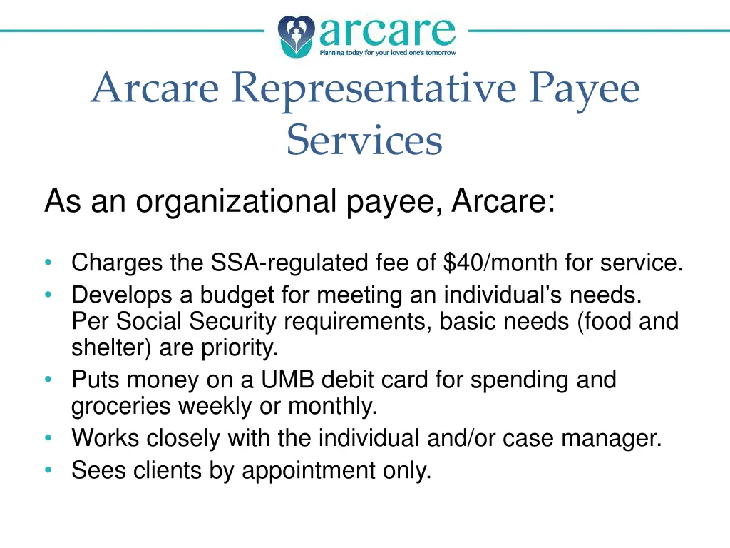 arcare representative payee services