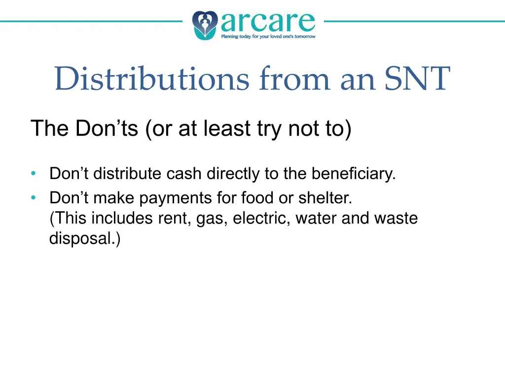 distributions from an snt 1