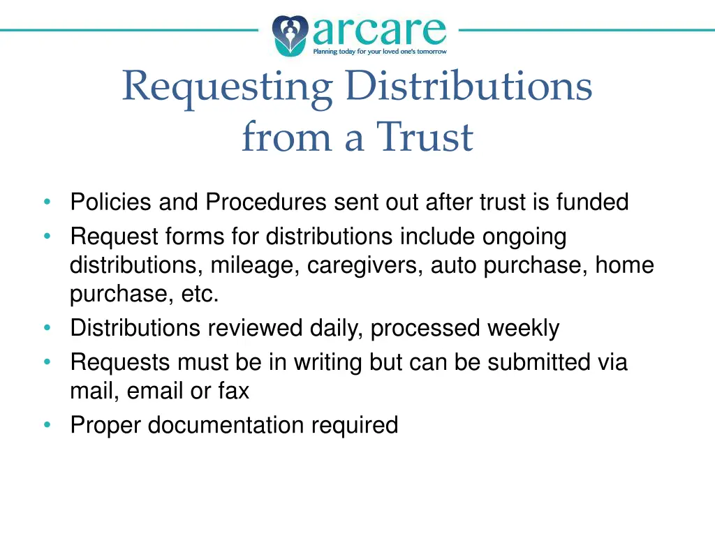 requesting distributions from a trust