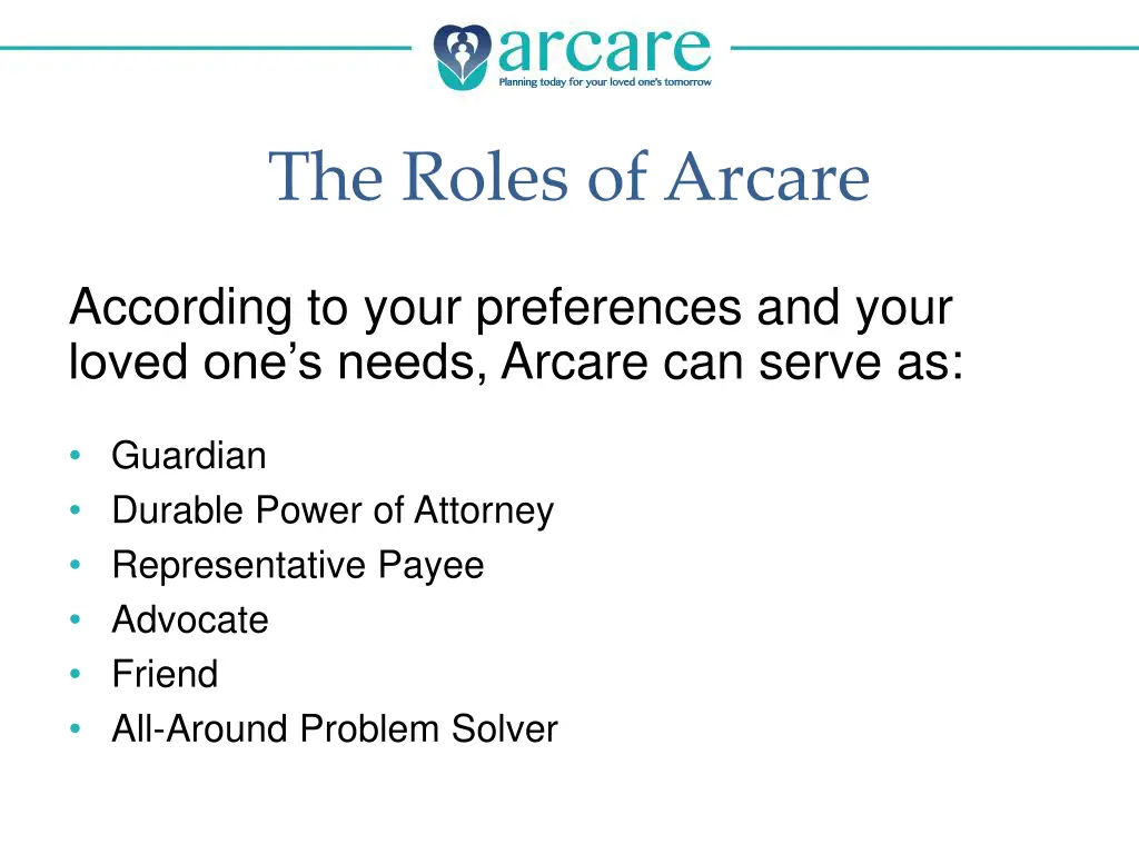 the roles of arcare