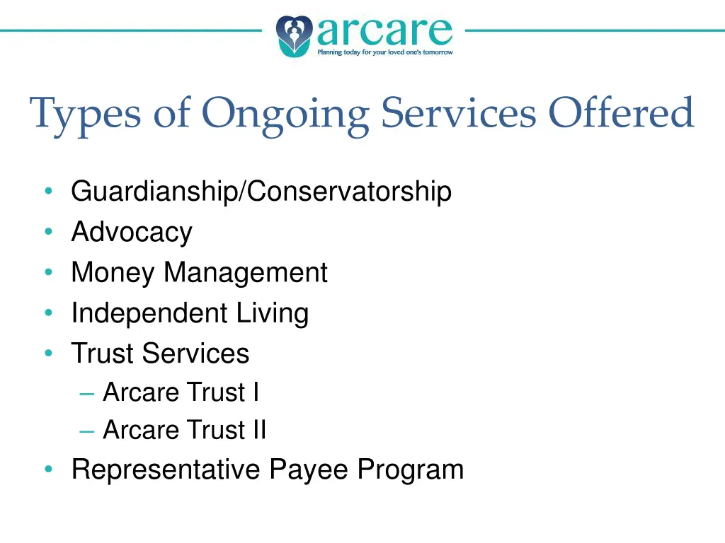 types of ongoing services offered