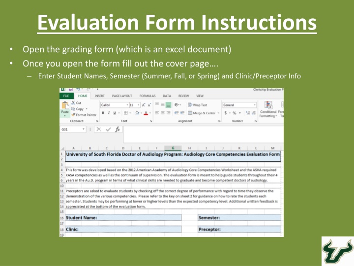 evaluation form instructions