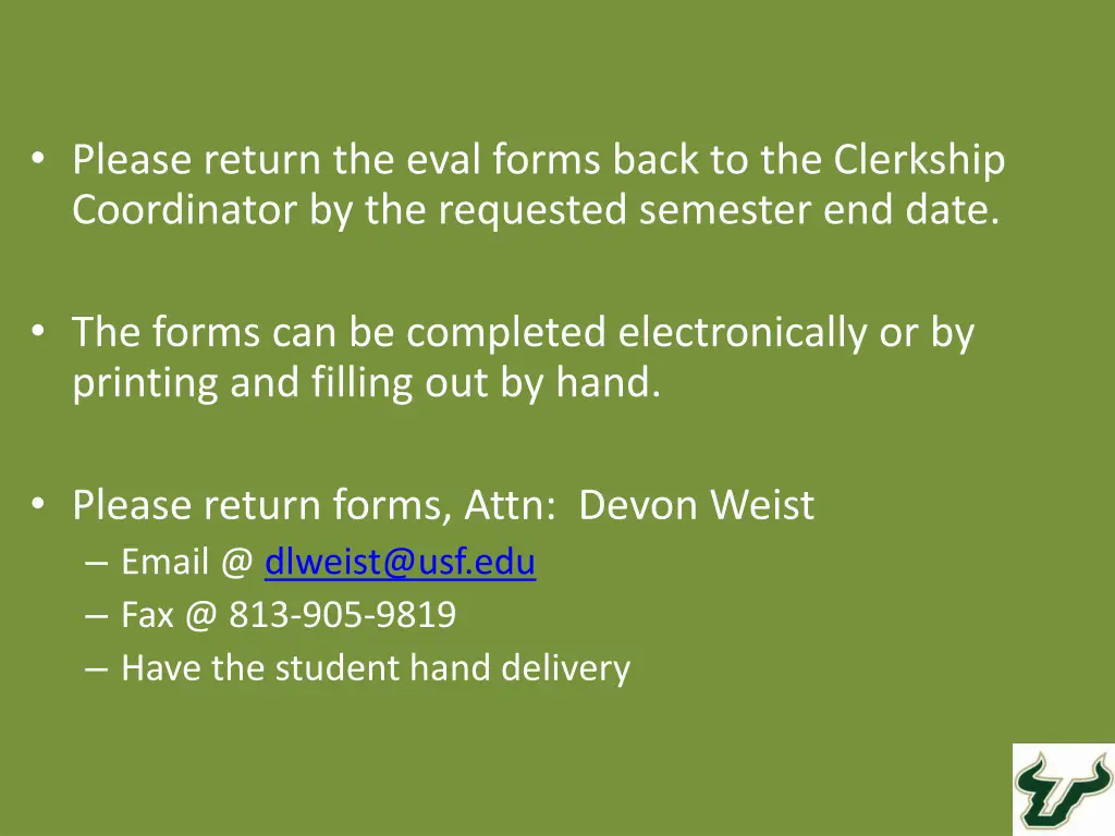 please return the eval forms back