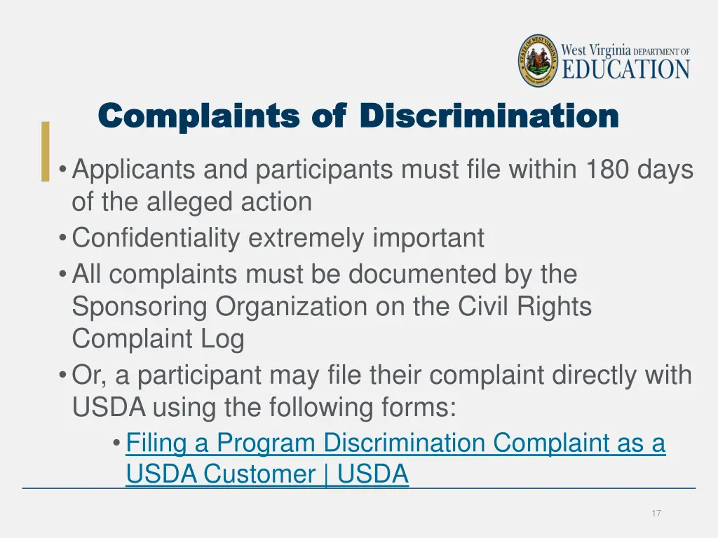 complaints of discrimination complaints 1