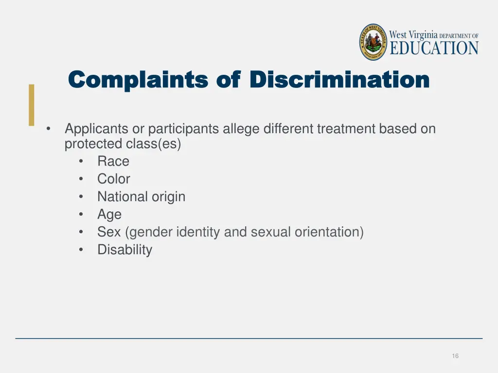 complaints of discrimination complaints