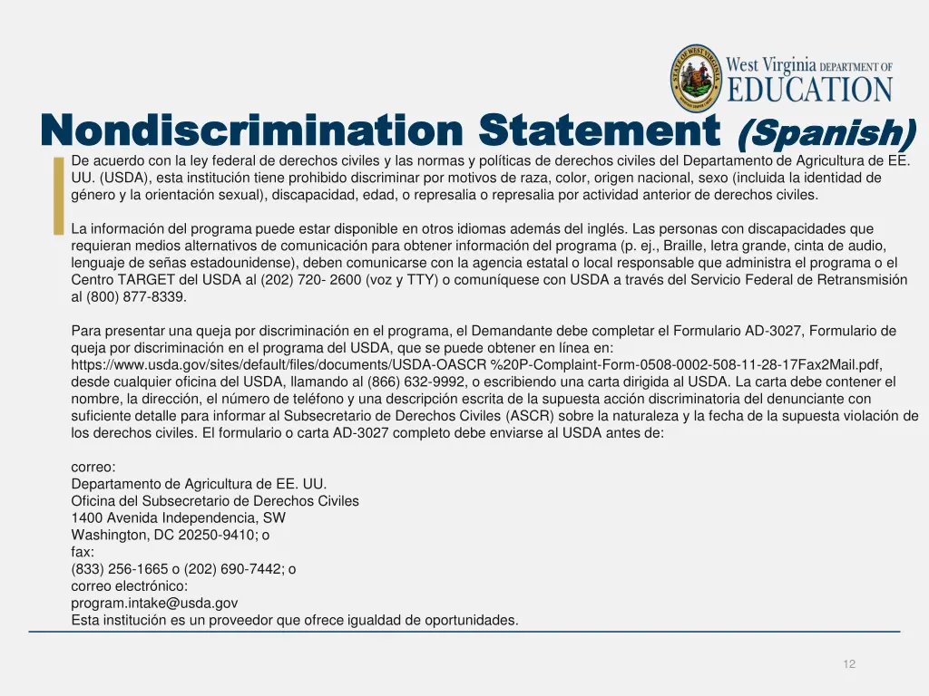 nondiscrimination statement nondiscrimination 1