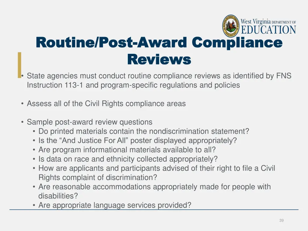 routine post routine post award compliance award