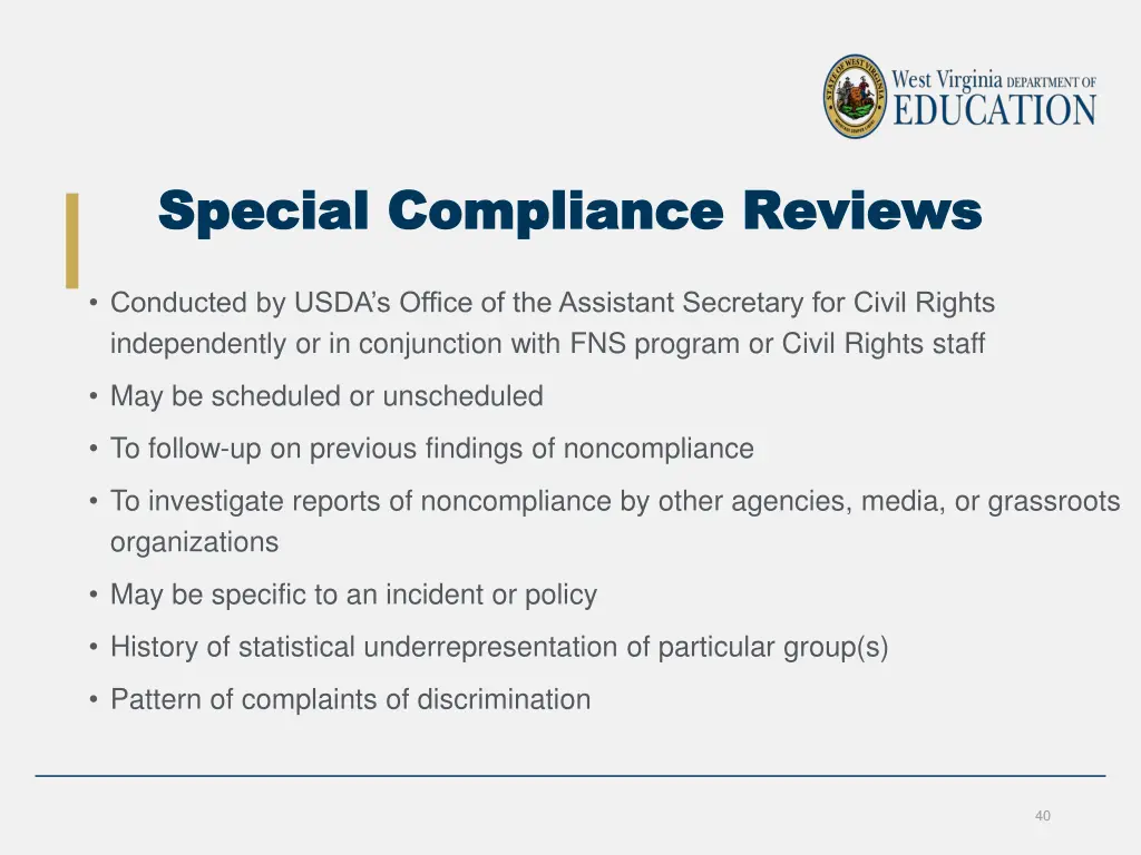 special compliance reviews special compliance