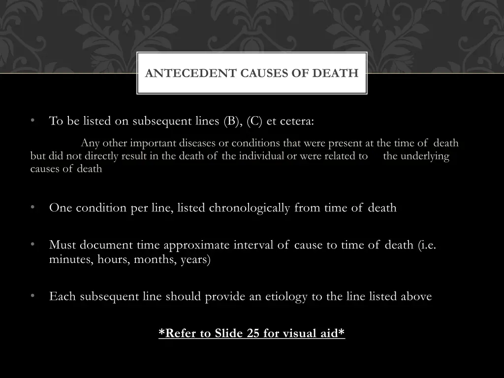 antecedent causes of death