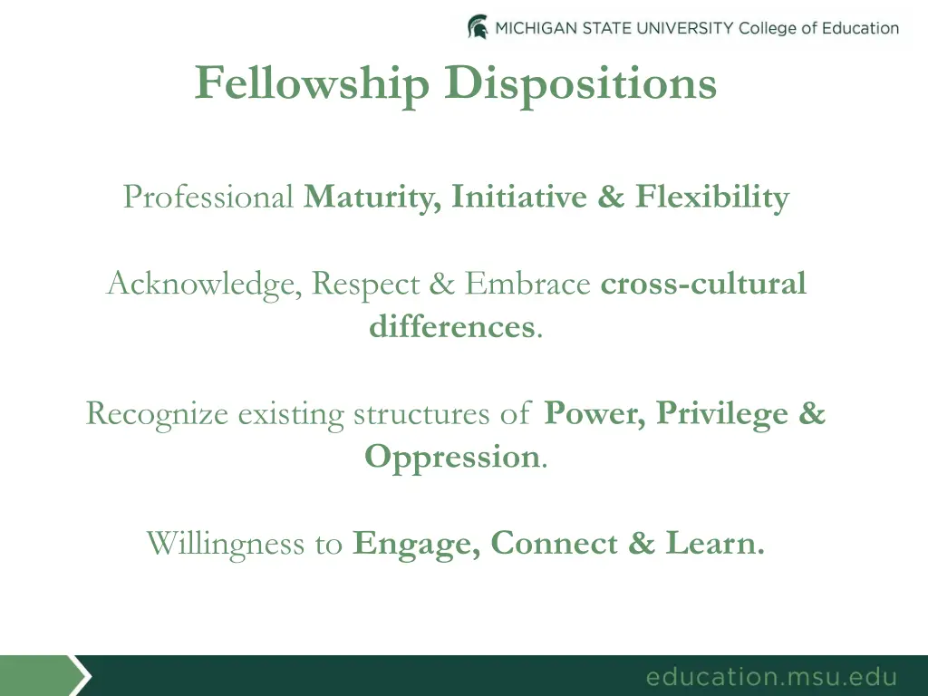 fellowship dispositions