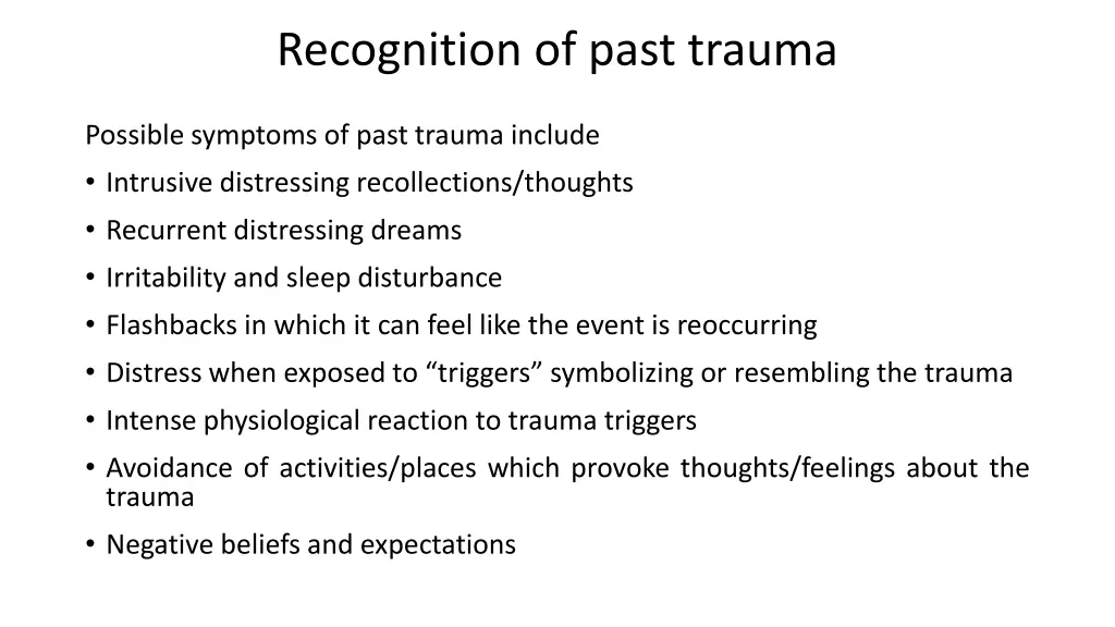 recognition of past trauma