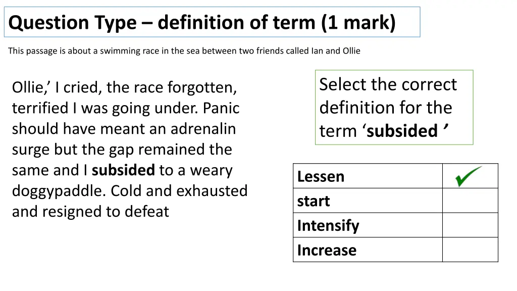 question type definition of term 1 mark 2