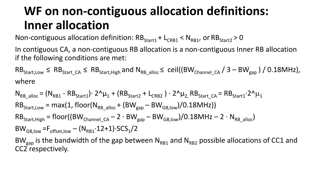 wf on non contiguous allocation definitions inner