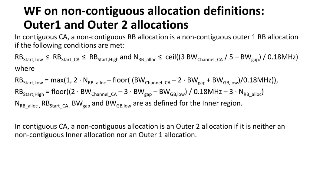 wf on non contiguous allocation definitions