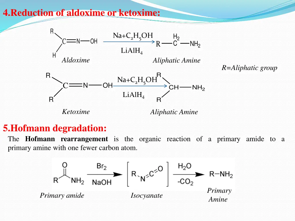 4 reduction of aldoxime or ketoxime