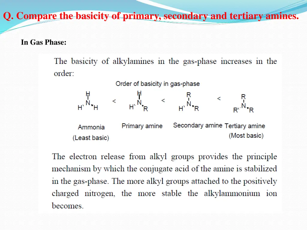 q compare the basicity of primary secondary