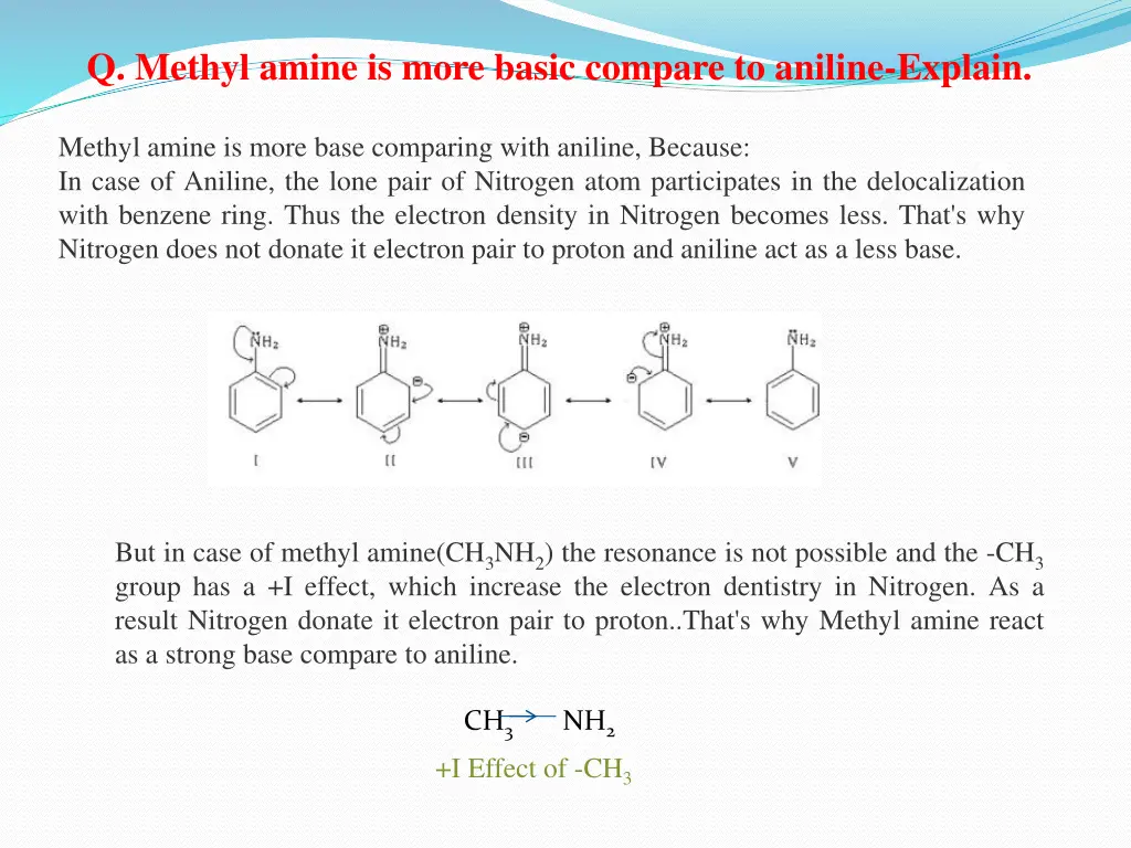 q methyl amine is more basic compare to aniline