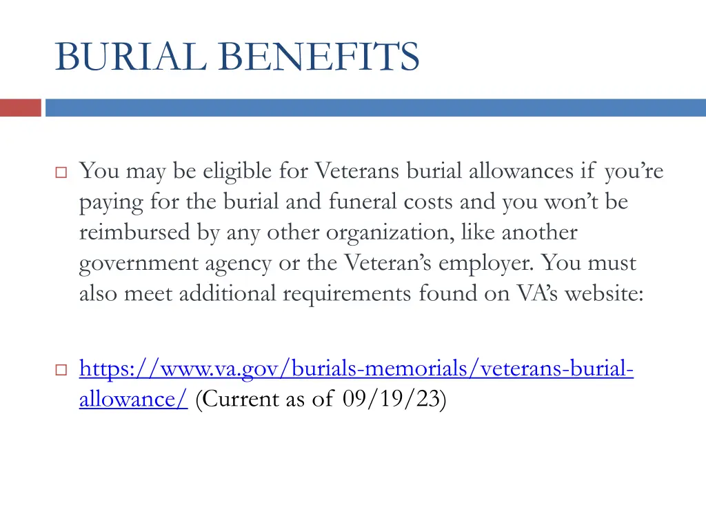 burial benefits