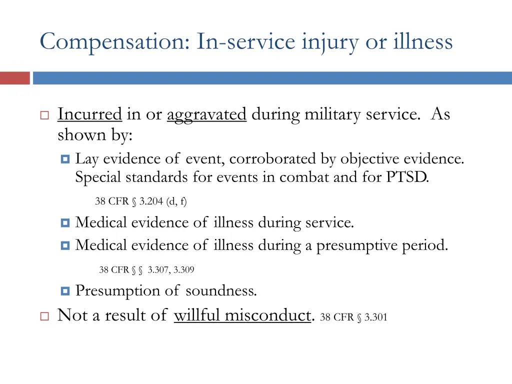 compensation in service injury or illness