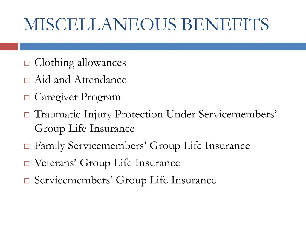 miscellaneous benefits