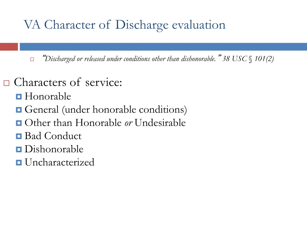 va character of discharge evaluation