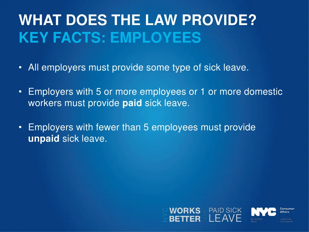 what does the law provide key facts employees