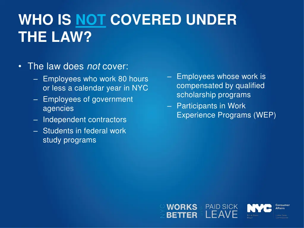 who is not covered under the law