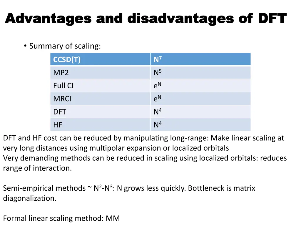 advantages and disadvantages of dft advantages 1