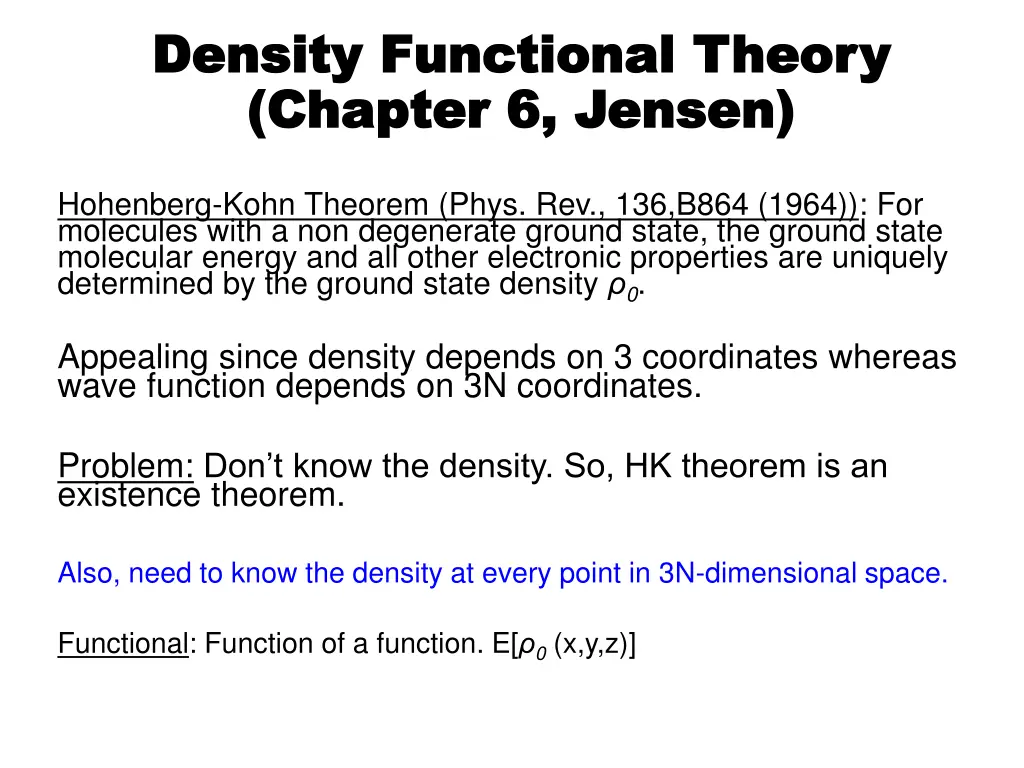 density functional theory density functional